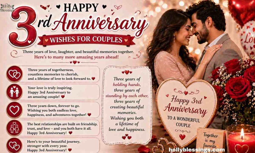 3 Year Anniversary Wishes for Couples