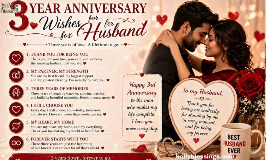 3 Year Anniversary Wishes for Husband