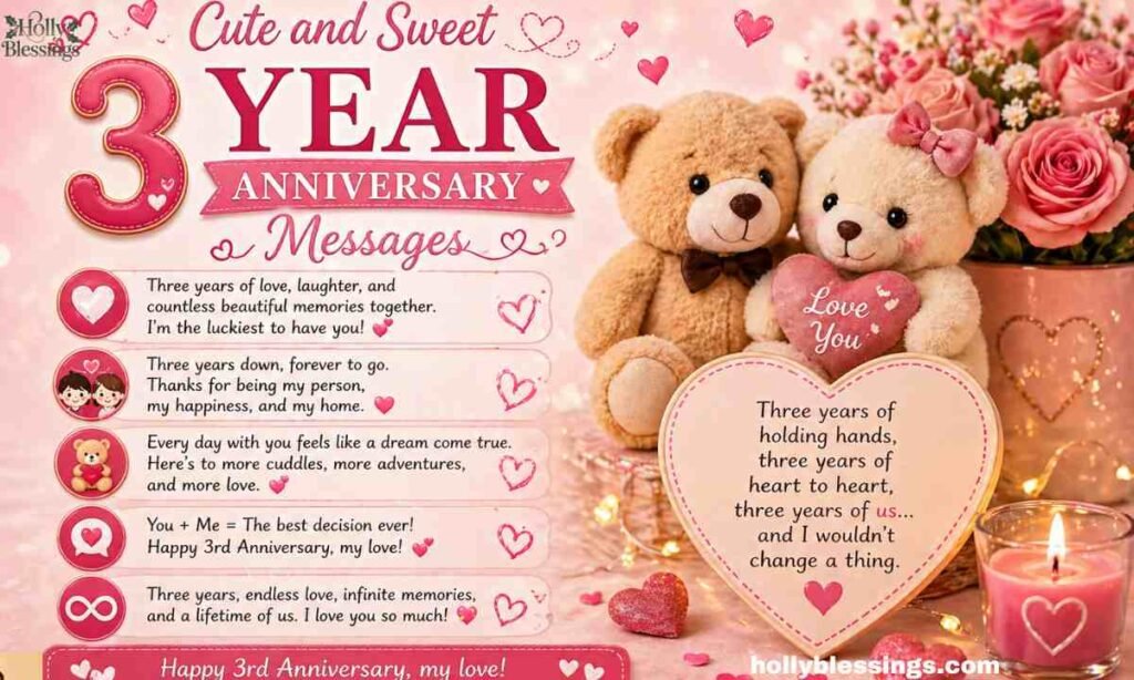 Cute and Sweet 3 Year Anniversary Messages
