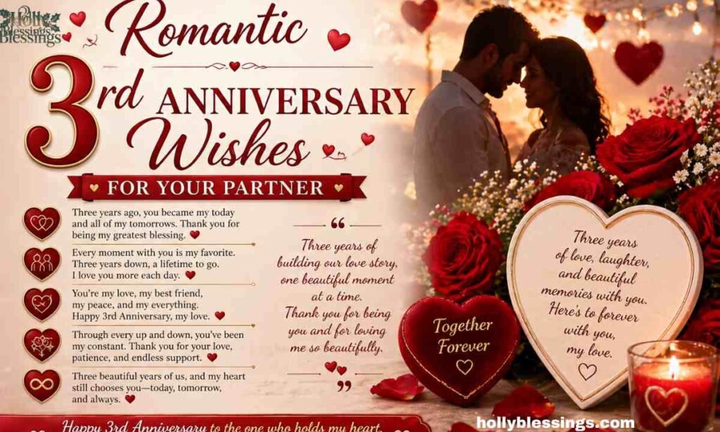 Romantic 3rd Anniversary Wishes for Your Partner