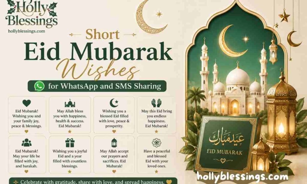 Short Eid Mubarak Wishes for WhatsApp and SMS Sharing