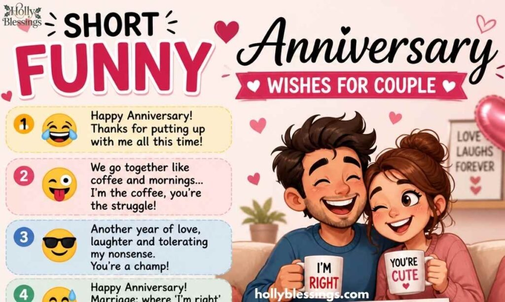 Short Funny Anniversary Wishes for Couple